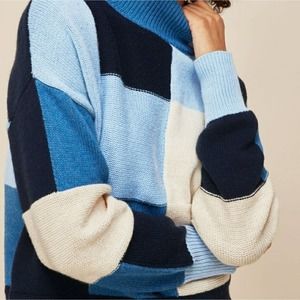 Whistles Patchwork Funnel Neck Knit Sweater - NWT